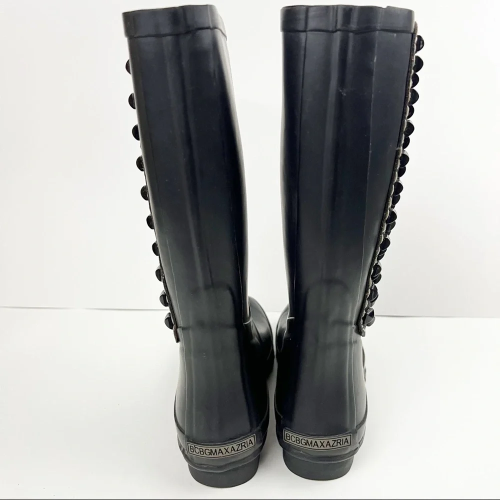 BcbgMaxazria Studded Black‎ Rain Boots Size 6